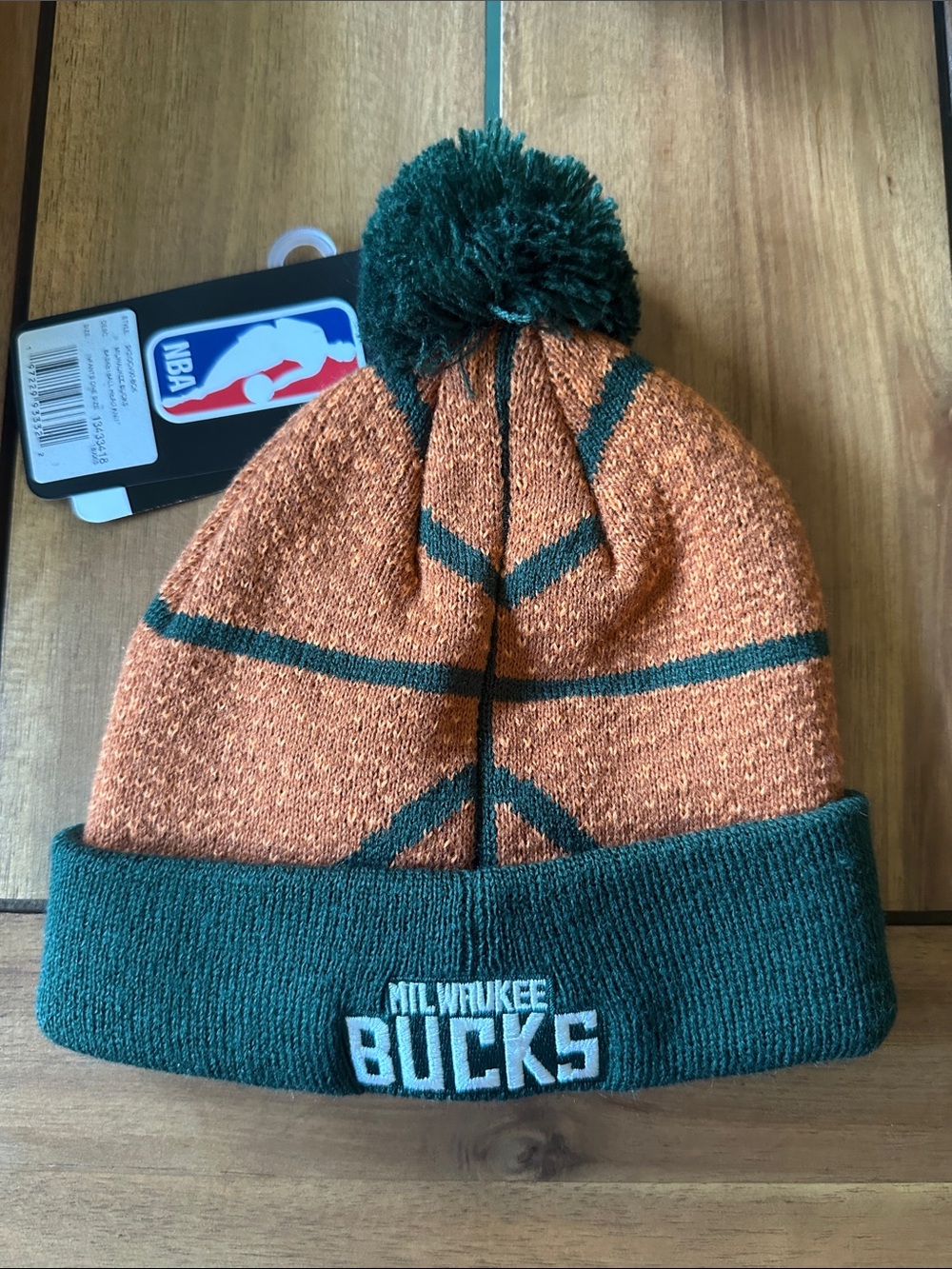 INFANT NBA Milwaukee Bucks Orange & Green Pom Knit Hat